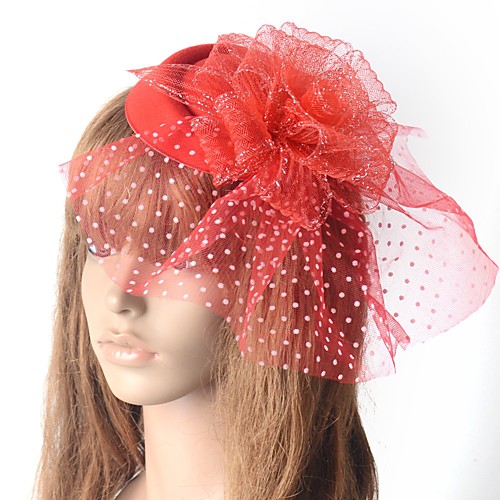 

Elegant Retro Tulle Fascinators with Floral / Polka Dot 1 Piece Special Occasion / Party / Evening Headpiece