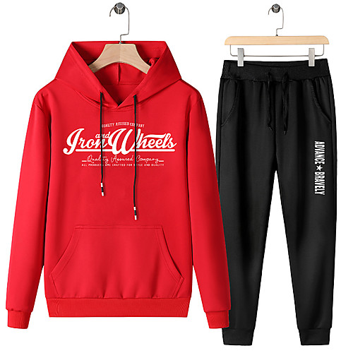 

Men's Sweatsuit 2 Piece Set Elastic Waistband Hoodie Sport Athleisure Clothing Suit Long Sleeve Breathable Soft Comfortable Exercise & Fitness Everyday Use Outdoor Fitness Exercising / 2pcs / pack