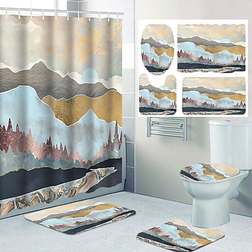 

Bathroom Shower Curtains & Hooks Casual Polyester Waterproof