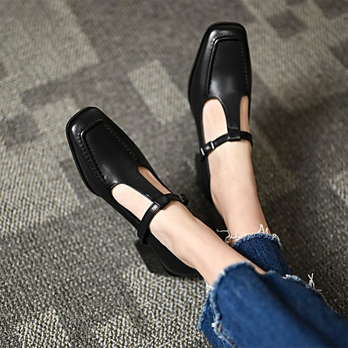 

Women's Heels Chunky Heel Square Toe PU Synthetics Black Brown