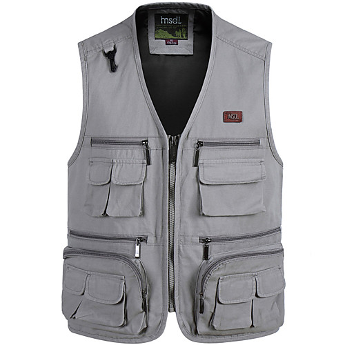 

Men's Fishing Vest Outdoor Multi-Pockets Quick Dry Lightweight Breathable Vest / Gilet Autumn / Fall Spring Fishing Photography Camping & Hiking Earth Yellow Yellow Dark Green / Cotton / Sleeveless