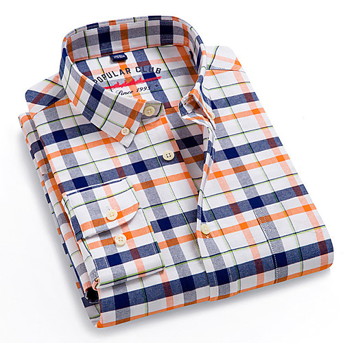 

Men's Shirt Plaid Button-Down Long Sleeve Casual Tops Business Simple White Black Blue