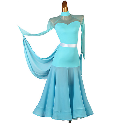 

Ballroom Dance Dress Pleats Women's Performance Long Sleeve Spandex