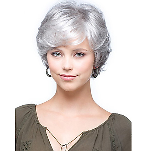 

Synthetic Wig Curly Short Bob Wig Short Silver Synthetic Hair Women's Party Fashion Comfy Silver