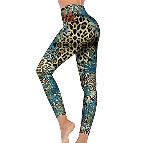 

21Grams Women's High Waist Yoga Pants Cropped Leggings Tummy Control Butt Lift Breathable Blue Fitness Gym Workout Running Sports Activewear High Elasticity