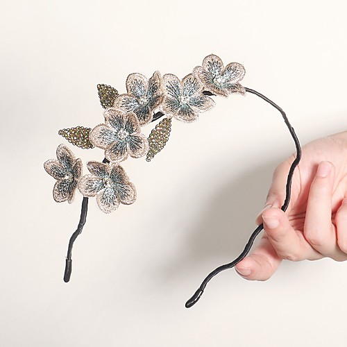 

Wedding Bridal Hand-embroidered fabric Headpiece with Floral 1 Piece Wedding / Special Occasion Headpiece