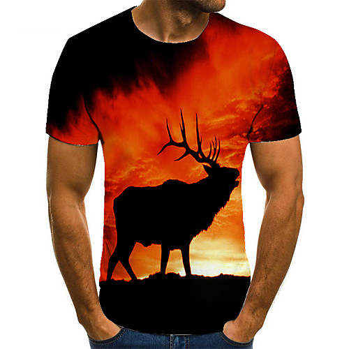 

Men's T shirt 3D Print Animal 3D Print Print Short Sleeve Casual Tops Casual Fashion Black / Red