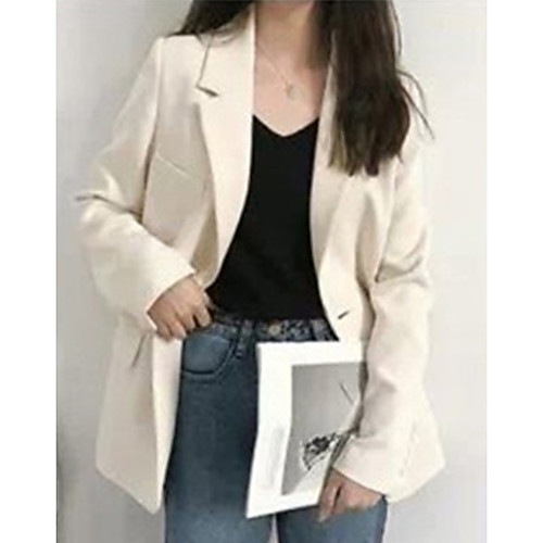 

Women's Single Breasted One-button Blazer Solid Colored Dailywear Black / Beige S / M / L