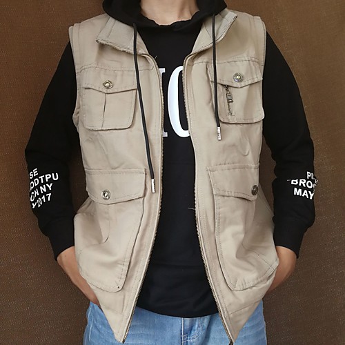 

Men's Hiking Vest / Gilet Fishing Vest Military Tactical Vest Sleeveless Outerwear Vest / Gilet Top Outdoor Lightweight Breathable Quick Dry Sweat wicking Autumn / Fall Spring Chinlon Cotton Solid
