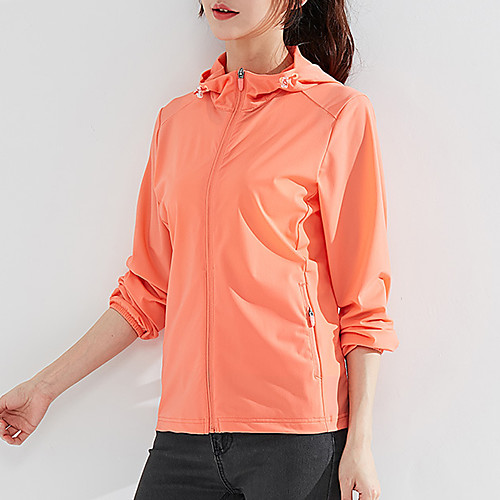 

Women's Hoodie Jacket Waterproof Hiking Jacket Hiking Windbreaker Outdoor Solid Color Waterproof Lightweight UV Sun Protection Windproof Jacket Hoodie Top Elastane Full Zip Hunting Fishing Climbing