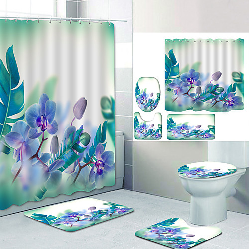 

Bathroom Shower Curtain & Mat Set Modern Polyester New Design