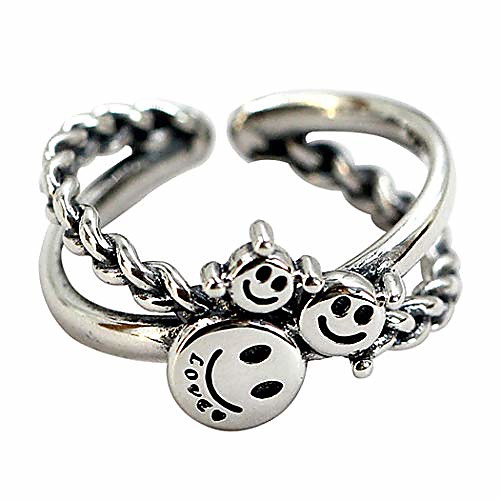 

woent retro smiley face rings silver adjustable opening ceremony rings jewelry for women and men