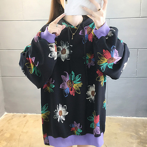

Women's Hoodie Pullover Oversized Patchwork Hoodie Flower Sport Athleisure Hoodie Top Long Sleeve Breathable Soft Comfortable Everyday Use Street Casual Daily Outdoor