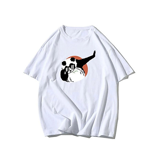 

Men's Unisex T shirt Hot Stamping Panda Animal Plus Size Print Short Sleeve Casual Tops 100% Cotton Basic Casual Fashion White