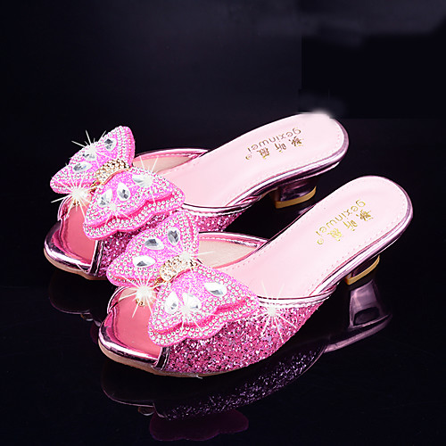 

Girls' Sandals Flower Girl Shoes Princess Shoes School Shoes Rubber PU Little Kids(4-7ys) Big Kids(7years ) Daily Party & Evening Walking Shoes Rhinestone Bowknot Buckle Pink Silver Spring Summer