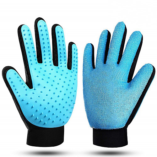 

Dog Cat Pet Grooming Brush Gentle Deshedding Brush Glove Silica Gel Dog Clean Supply Pet Hair Remover Massage Easy to Clean Deshedding Glove Pet Grooming Supplies Blue Dark Blue 2 PCS