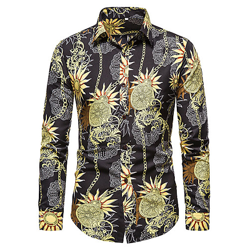 

Men's Shirt Graphic Long Sleeve Daily Tops Black Navy Blue