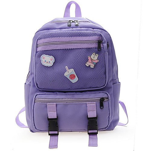 

Boys' Girls' Nylon Mini Backpack Large Capacity Buttons Daily Black Blue Purple Blushing Pink Fuchsia