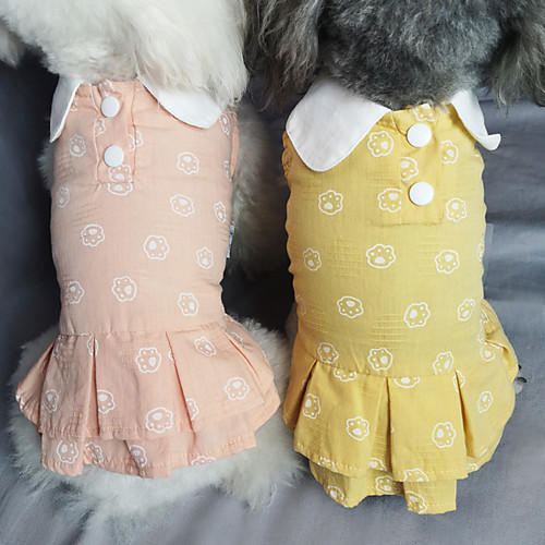

Dog Cat Dress Cartoon Basic Elegant Cute Dailywear Casual / Daily Dog Clothes Puppy Clothes Dog Outfits Breathable Yellow Pink Costume for Girl and Boy Dog Cotton XS S M L XL XXL
