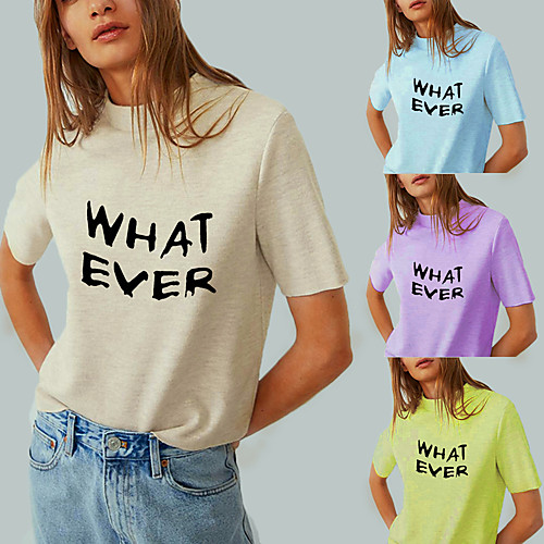 

Women's Tee / T-shirt Pure Color Crew Neck Letter Printed Sport Athleisure T Shirt Top Short Sleeves Breathable Soft Comfortable Everyday Use Street Casual Daily Outdoor