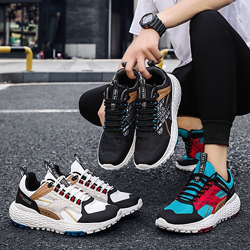

Men's Trainers Athletic Shoes Sporty Casual Daily Outdoor Running Shoes Walking Shoes PU Elastic Fabric Breathable Non-slipping Wear Proof White Black Blue Spring Summer