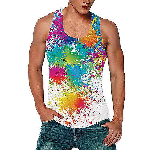 

Men's Tank Top Vest Undershirt 3D Print Colorful 3D Print Print Sleeveless Daily Tops Casual Beach Rainbow