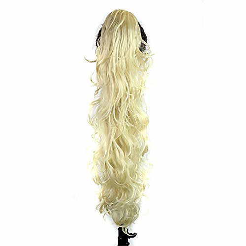 

long ponytail tress synthetic claw in on pony tail hair natural curly 28inch 75cm 220g false women's hairpiece 613 30inches