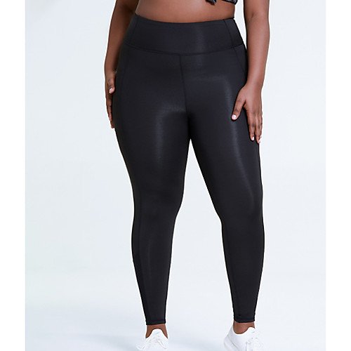 

Women's Plus Size Solid Color Sporty Yoga Ankle-Length Leggings Black