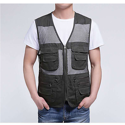 

Men's Hiking Vest / Gilet Fishing Vest Sleeveless Jacket Top Outdoor Quick Dry Lightweight Breathable Sweat wicking Autumn / Fall Spring khaki Green Fishing Climbing Running