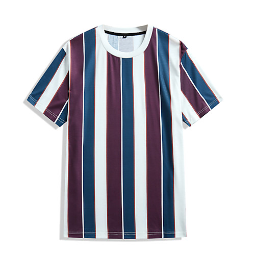 

Men's T-shirt Suits T shirt Other Prints Color Block Short Sleeve Casual Tops Red