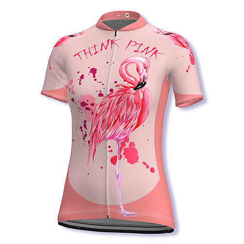 

21Grams Women's Short Sleeve Cycling Jersey Spandex Pink Flamingo Bike Top Mountain Bike MTB Road Bike Cycling Breathable Sports Clothing Apparel / Stretchy / Athleisure