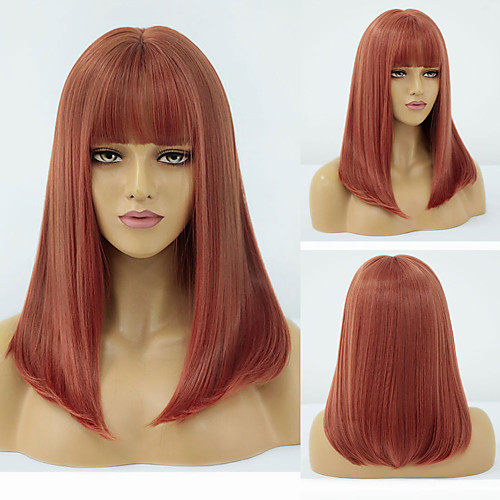 

Synthetic Wig Natural Straight Neat Bang Wig Short A10 A11 A12 A13 A1 Synthetic Hair Women's Cosplay Party Fashion Red