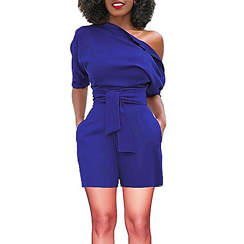 

women's sexy off shoulder ruffle short romper fashion casual jumpsuit