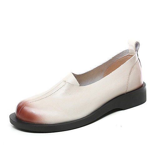 

Women's Flats Round Toe Cowhide Black Brown Beige