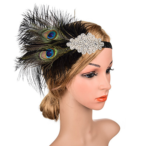 

Elegant Retro Feathers Headpiece with Feather / Crystals 1 Piece Special Occasion / Party / Evening Headpiece