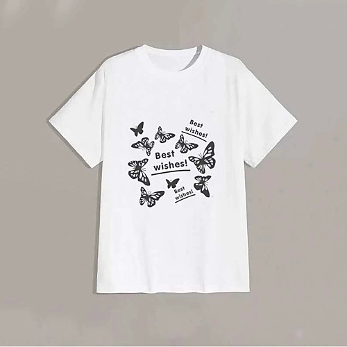 

Men's Unisex T shirt Hot Stamping Butterfly Graphic Prints Plus Size Print Short Sleeve Daily Tops 100% Cotton Fashion Vintage Classic White