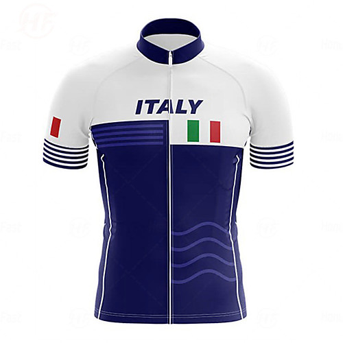 

21Grams Men's Short Sleeve Cycling Jersey Spandex Blue Bike Top Mountain Bike MTB Road Bike Cycling Breathable Quick Dry Sports Clothing Apparel / Athleisure