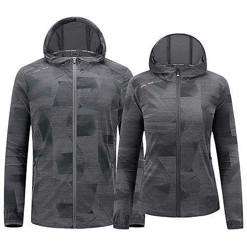 

Men's Hoodie Jacket Hiking Skin Jacket Hiking Windbreaker Outdoor Camo / Camouflage Waterproof Lightweight Windproof Breathable Jacket Hoodie Top Elastane Hunting Fishing Climbing Dark Grey Army