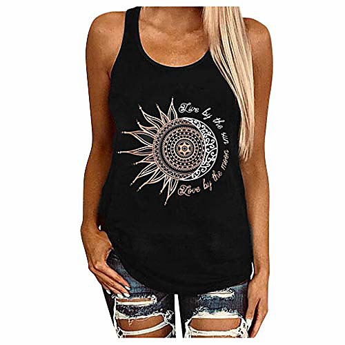 

f_topbu tank tops for women, u-neck sleeveless vest summer printed tee off shoulder shirts casual workout blouse