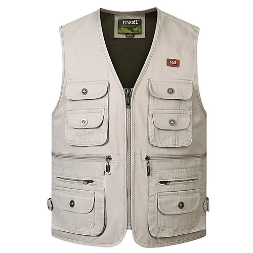 

Men's Fishing Vest Outdoor Multi-Pockets Quick Dry Lightweight Breathable Vest / Gilet Spring, Fall, Winter, Summer Fishing Photography Camping & Hiking Earth Yellow White Army Green / Cotton