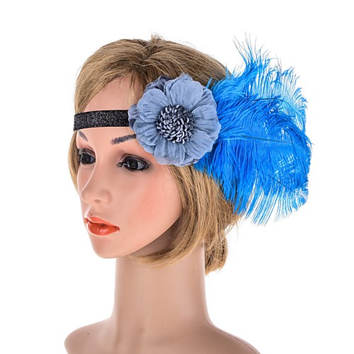 

1920s Retro Fabric Fascinators with Feather / Flower 1 Piece Special Occasion / Party / Evening Headpiece