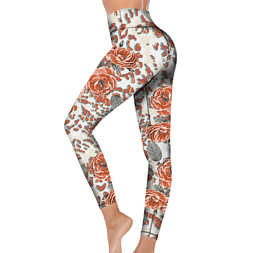 

21Grams Women's High Waist Yoga Pants Cropped Leggings Tummy Control Butt Lift Breathable Orange Fitness Gym Workout Running Sports Activewear High Elasticity