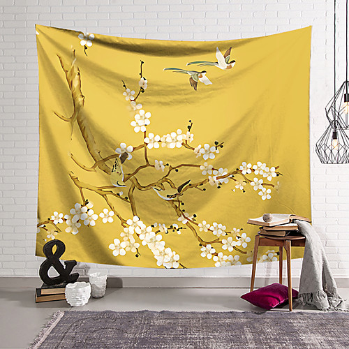 

Wall Tapestry Art Decor Blanket Curtain Hanging Home Bedroom Living Room Modern White Floral Theme