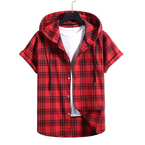 

Men's Sweatshirt Shirt non-printing Color Block Plain Patchwork Short Sleeve Casual Tops Red