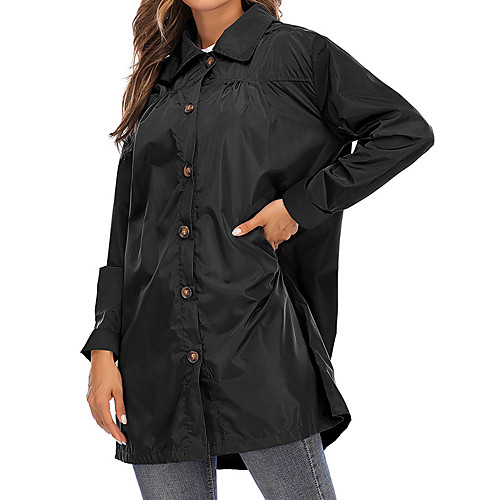 

Women's Rain Poncho Waterproof Hiking Jacket Rain Jacket Outdoor Solid Color Waterproof Lightweight Windproof Breathable Raincoat Poncho Top Fishing Climbing Beach Black Blue Green Dark Navy