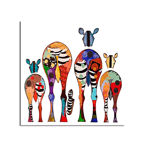 

Oil Painting Hand Painted Square Abstract Animals Modern Stretched Canvas