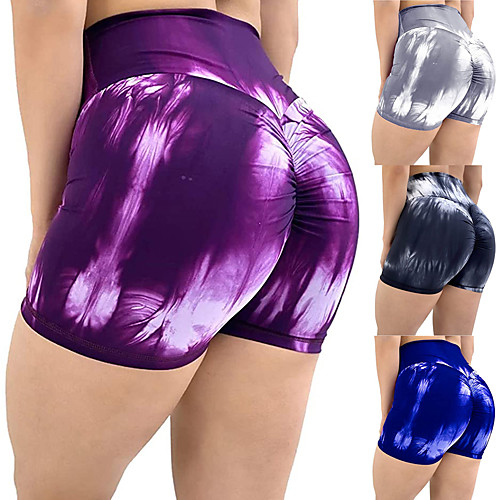 

Women's Running Shorts Athletic Shorts Bottoms Fitness Gym Workout Running Jogging Exercise Butt Lift Breathable Quick Dry Sport Tie Dye Blue Purple Grey Dark Navy / Stretchy / Athleisure / Skinny