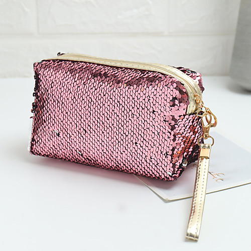 

Women's Bags Polyester Cosmetic Bag Zipper Sequin Daily Sequins Handbags Black Blue Red Blushing Pink