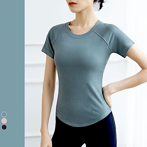 

Women's Short Sleeve Running Shirt Tee Tshirt Top Athletic Athleisure Spandex Lightweight Breathable Quick Dry Fitness Gym Workout Running Jogging Sportswear Solid Colored Black Blushing Pink Dark