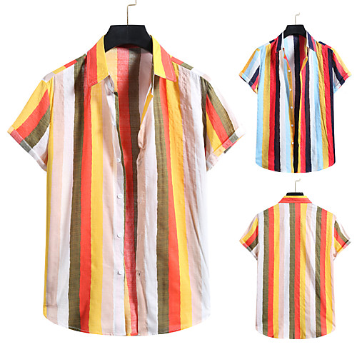 

Men's Shirt 3D Print Graphic Prints Print Short Sleeve Vacation Tops Red Yellow